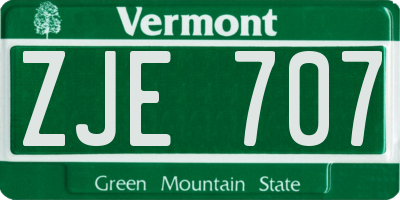 VT license plate ZJE707
