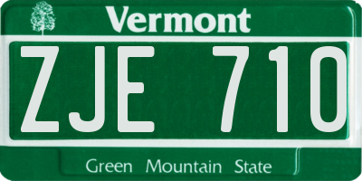 VT license plate ZJE710
