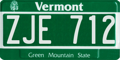 VT license plate ZJE712