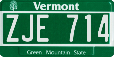 VT license plate ZJE714