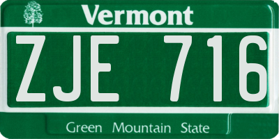 VT license plate ZJE716