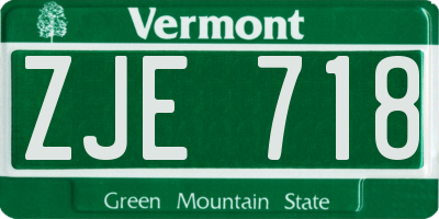 VT license plate ZJE718