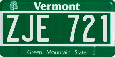 VT license plate ZJE721