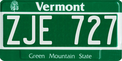 VT license plate ZJE727