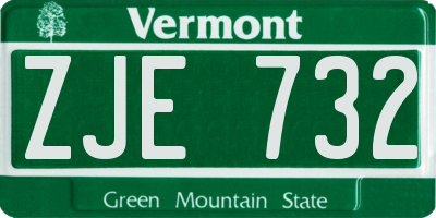 VT license plate ZJE732
