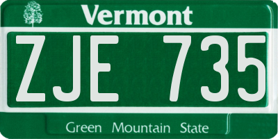 VT license plate ZJE735