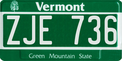 VT license plate ZJE736