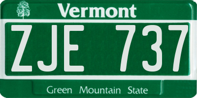 VT license plate ZJE737