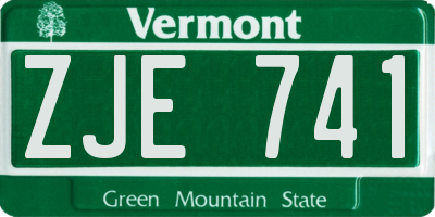 VT license plate ZJE741