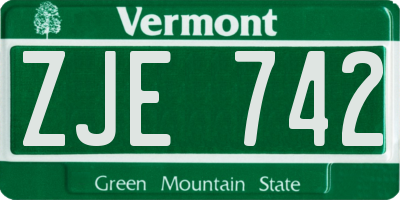 VT license plate ZJE742