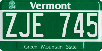 VT license plate ZJE745