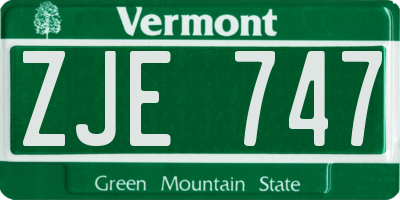 VT license plate ZJE747