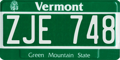 VT license plate ZJE748