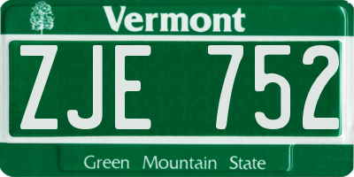 VT license plate ZJE752