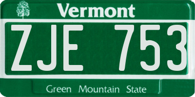 VT license plate ZJE753