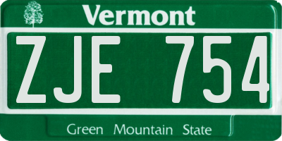 VT license plate ZJE754