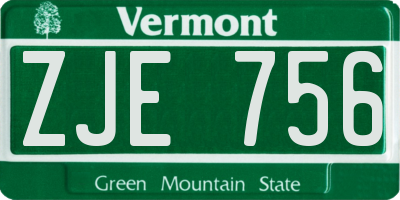 VT license plate ZJE756