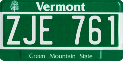 VT license plate ZJE761