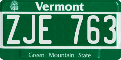 VT license plate ZJE763
