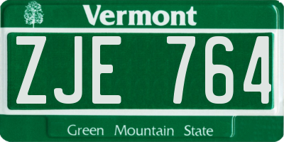 VT license plate ZJE764