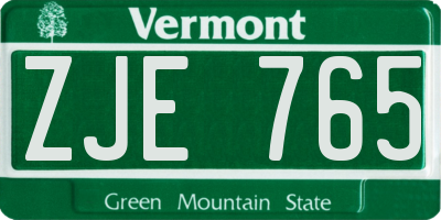 VT license plate ZJE765