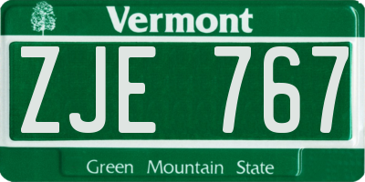 VT license plate ZJE767
