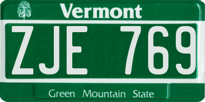 VT license plate ZJE769