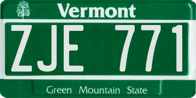 VT license plate ZJE771