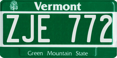 VT license plate ZJE772