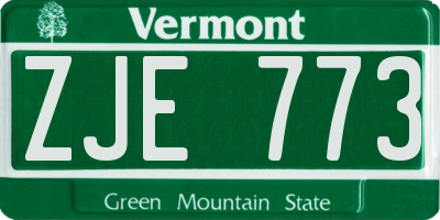 VT license plate ZJE773