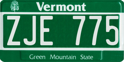 VT license plate ZJE775