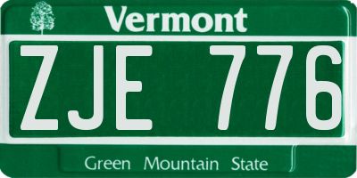 VT license plate ZJE776