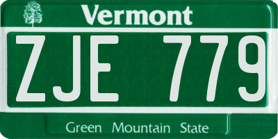 VT license plate ZJE779