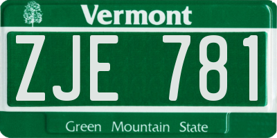 VT license plate ZJE781