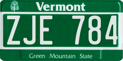 VT license plate ZJE784