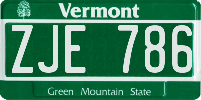 VT license plate ZJE786