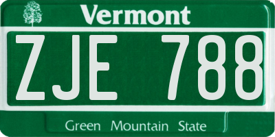 VT license plate ZJE788
