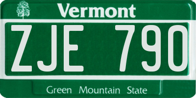 VT license plate ZJE790