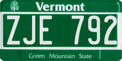 VT license plate ZJE792
