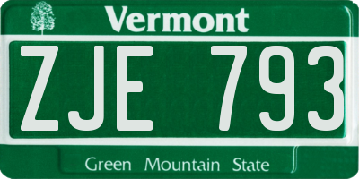 VT license plate ZJE793