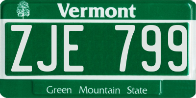 VT license plate ZJE799