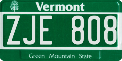 VT license plate ZJE808