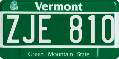 VT license plate ZJE810