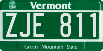 VT license plate ZJE811