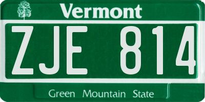 VT license plate ZJE814
