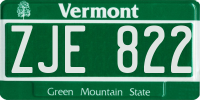 VT license plate ZJE822