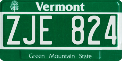 VT license plate ZJE824