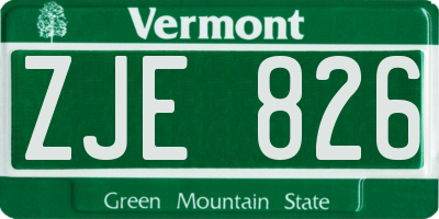 VT license plate ZJE826