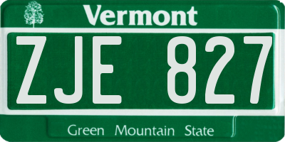 VT license plate ZJE827