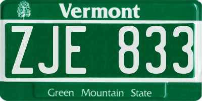 VT license plate ZJE833